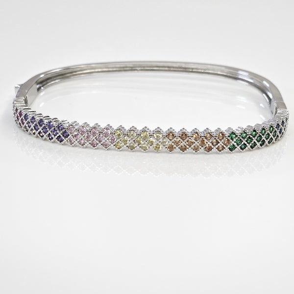Blisse Allure Sterling Waffle Designed Rectangle shaped Bangle