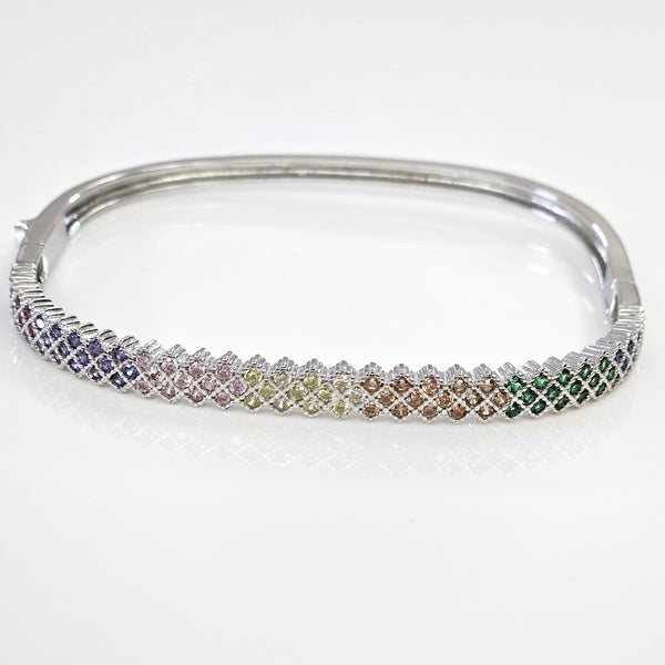 Blisse Allure Sterling Waffle Designed Rectangle shaped Bangle
