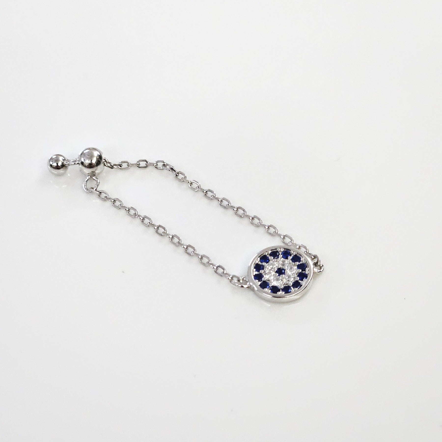 Blisse Allure Sterling Silver Evil Eye Chain Ring