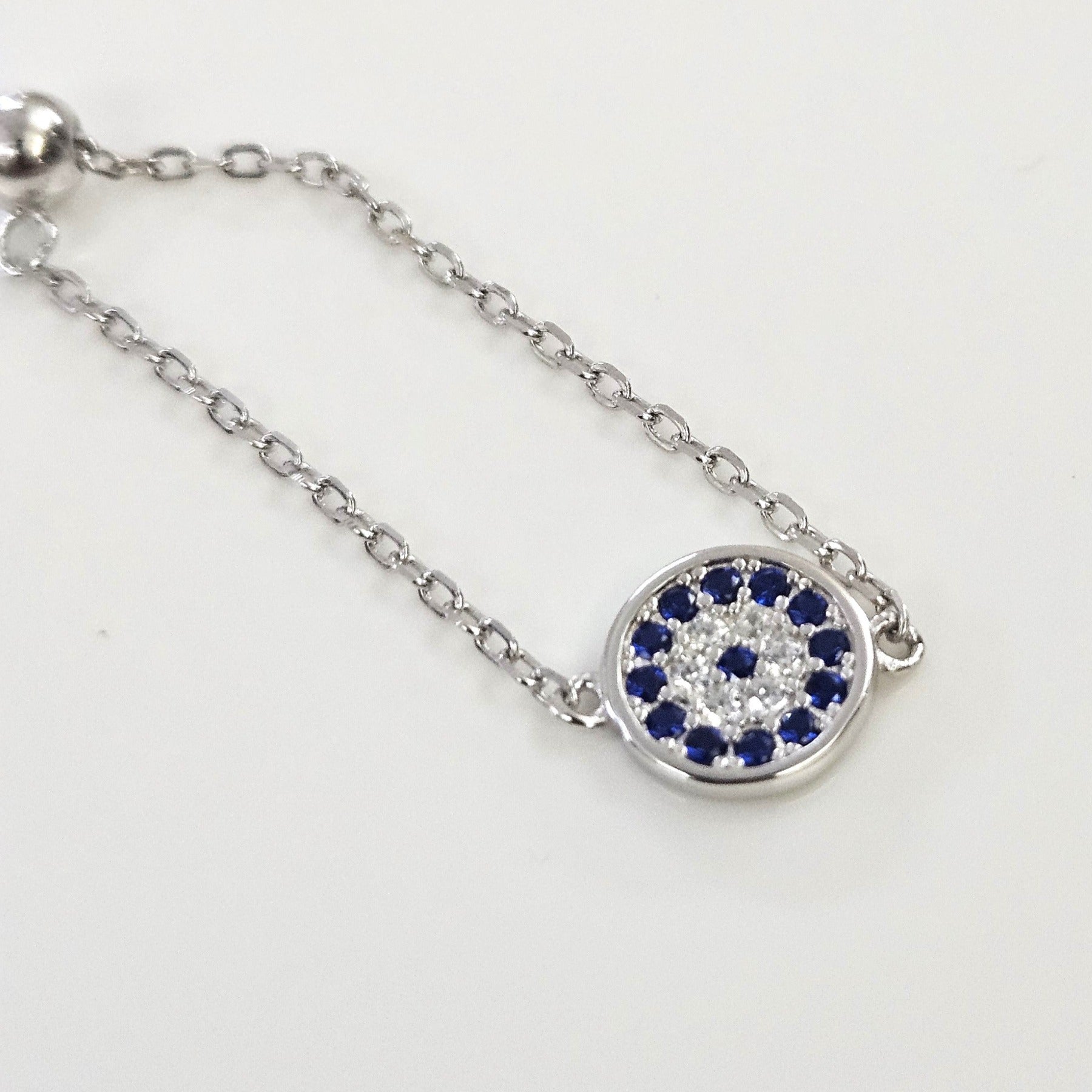Blisse Allure Sterling Silver Evil Eye Chain Ring