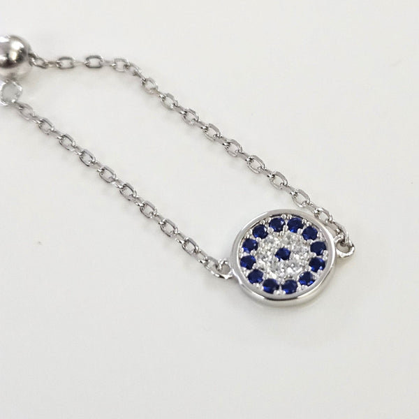 Blisse Allure Sterling Silver Evil Eye Chain Ring
