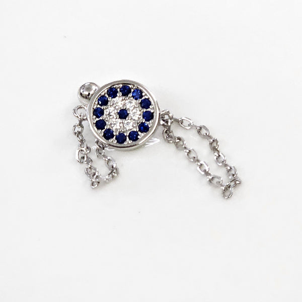 Blisse Allure Sterling Silver Evil Eye Chain Ring