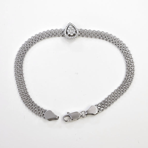 Blisse Allure Sterling Silver Pear shaped CZ Mesh linked Bracelet