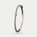 Blisse Allure 925 Sterling Silver Heart Bangle | Green Crystal Pave Design