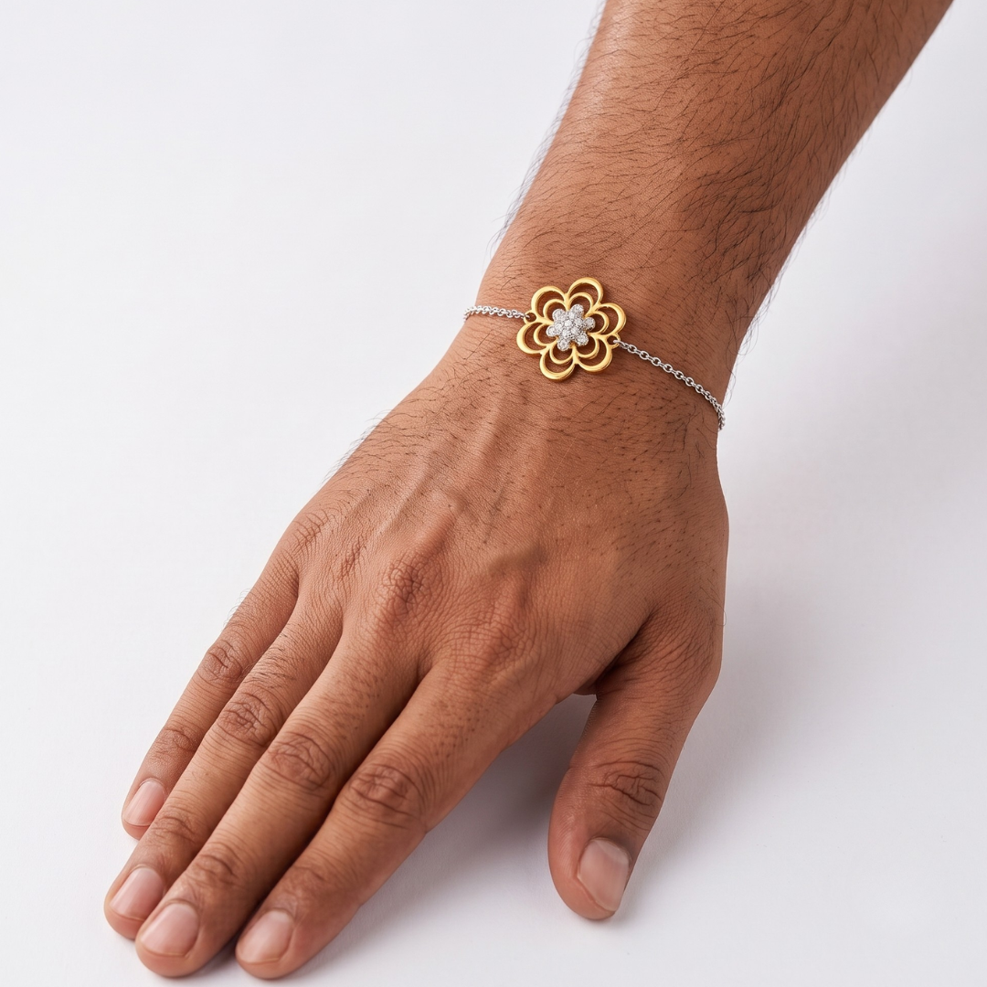 Blisse Allure 925 Sterling Silver Floral Filigree Rakhi