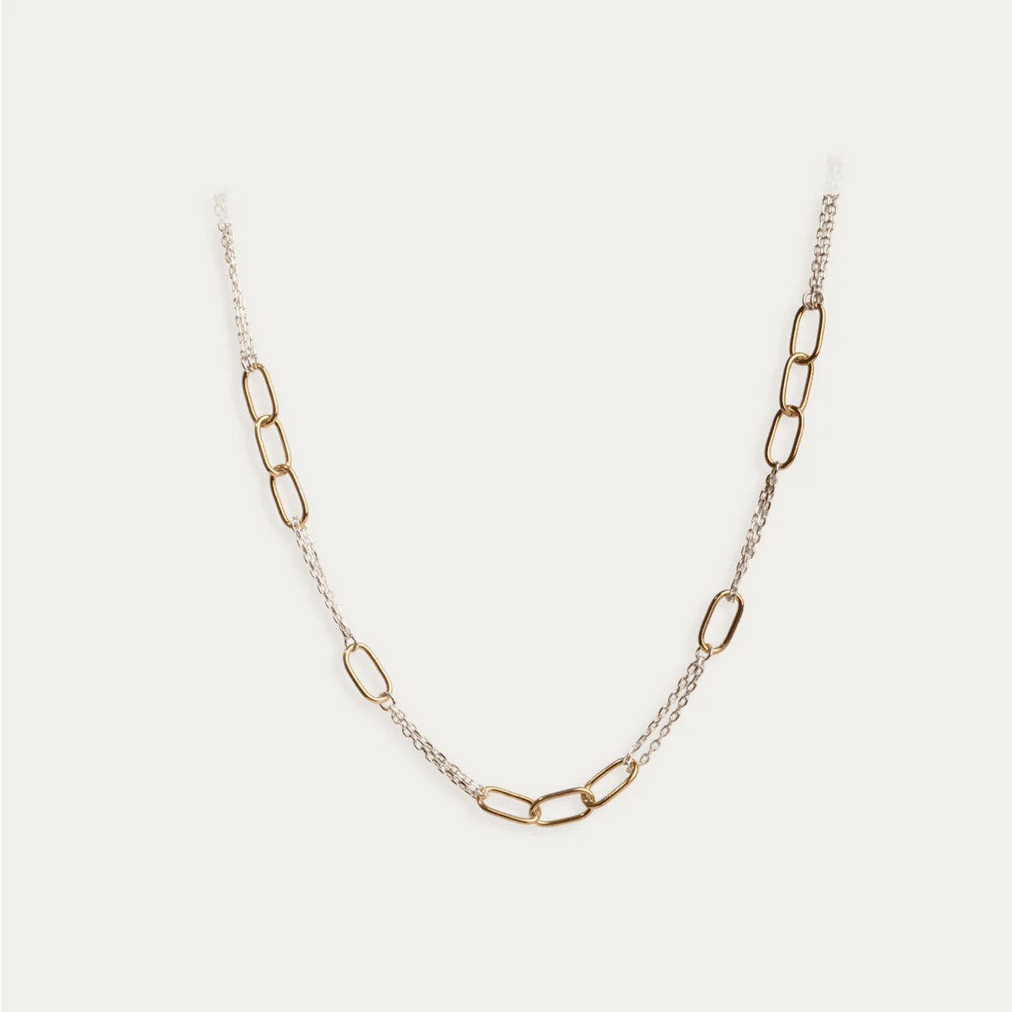 Two Toned Necklace with Double chain Necklace