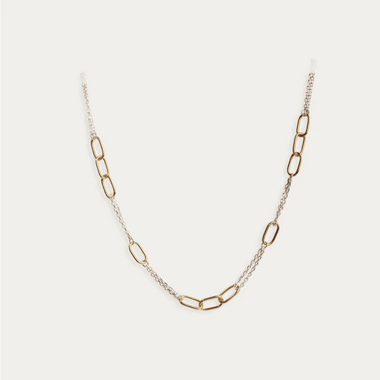 Two Toned Necklace with Double chain Necklace