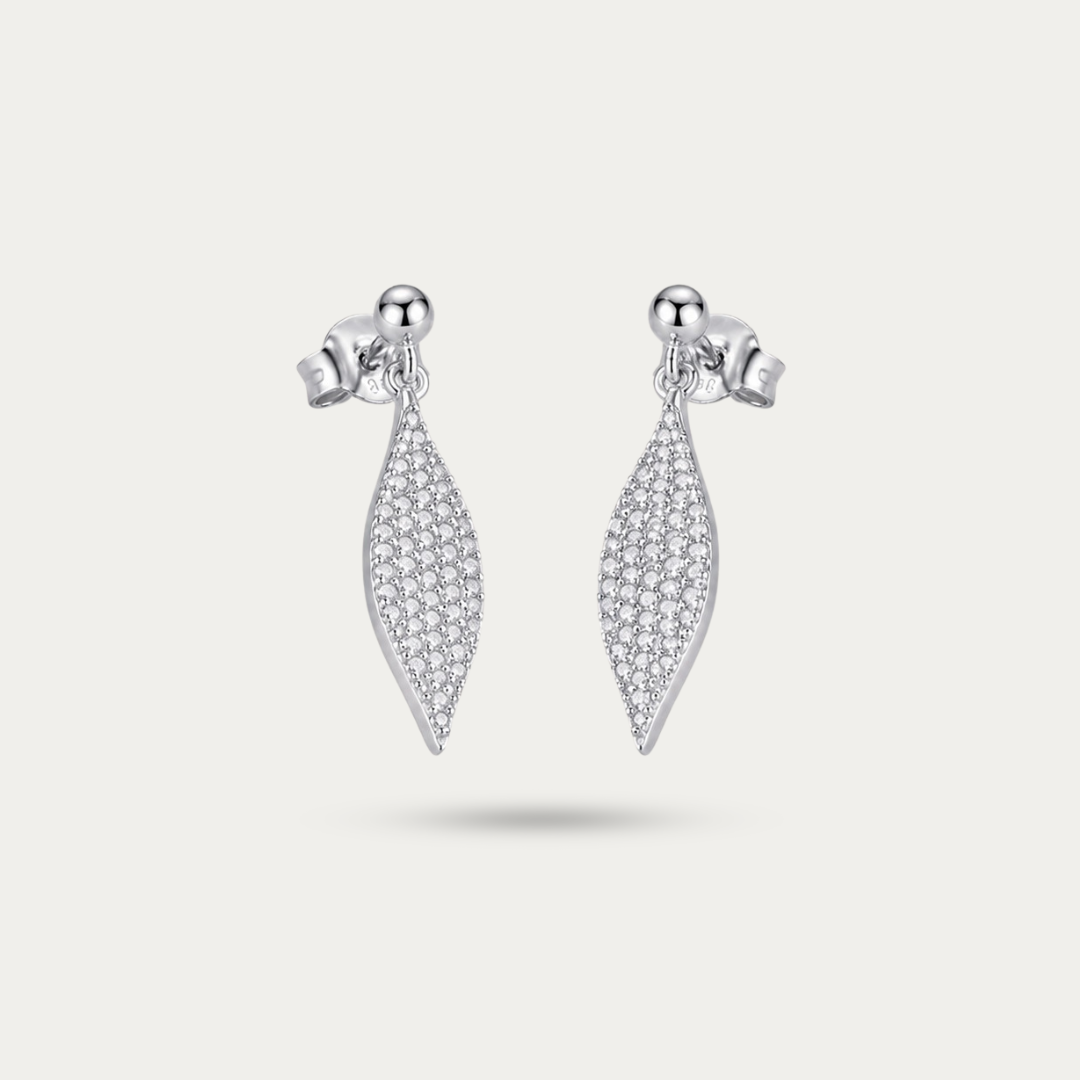 Blisseallure 925 Sterling Silver CZ Leaf Dangle Earrings