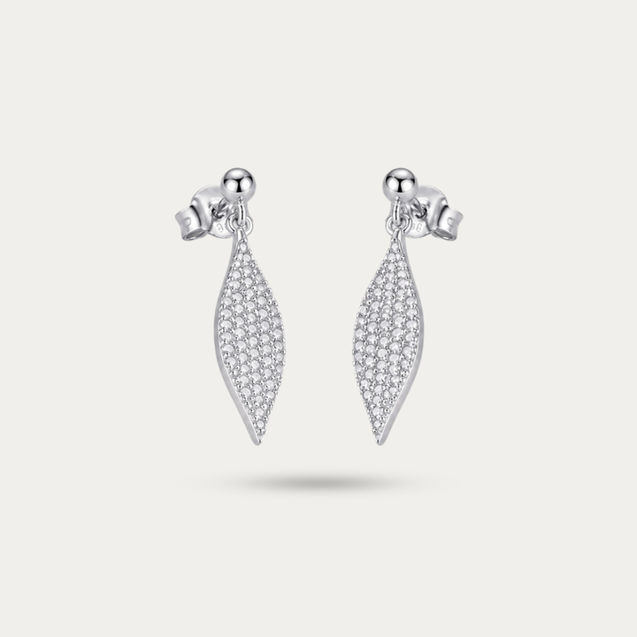 Blisseallure 925 Sterling Silver CZ Leaf Dangle Earrings