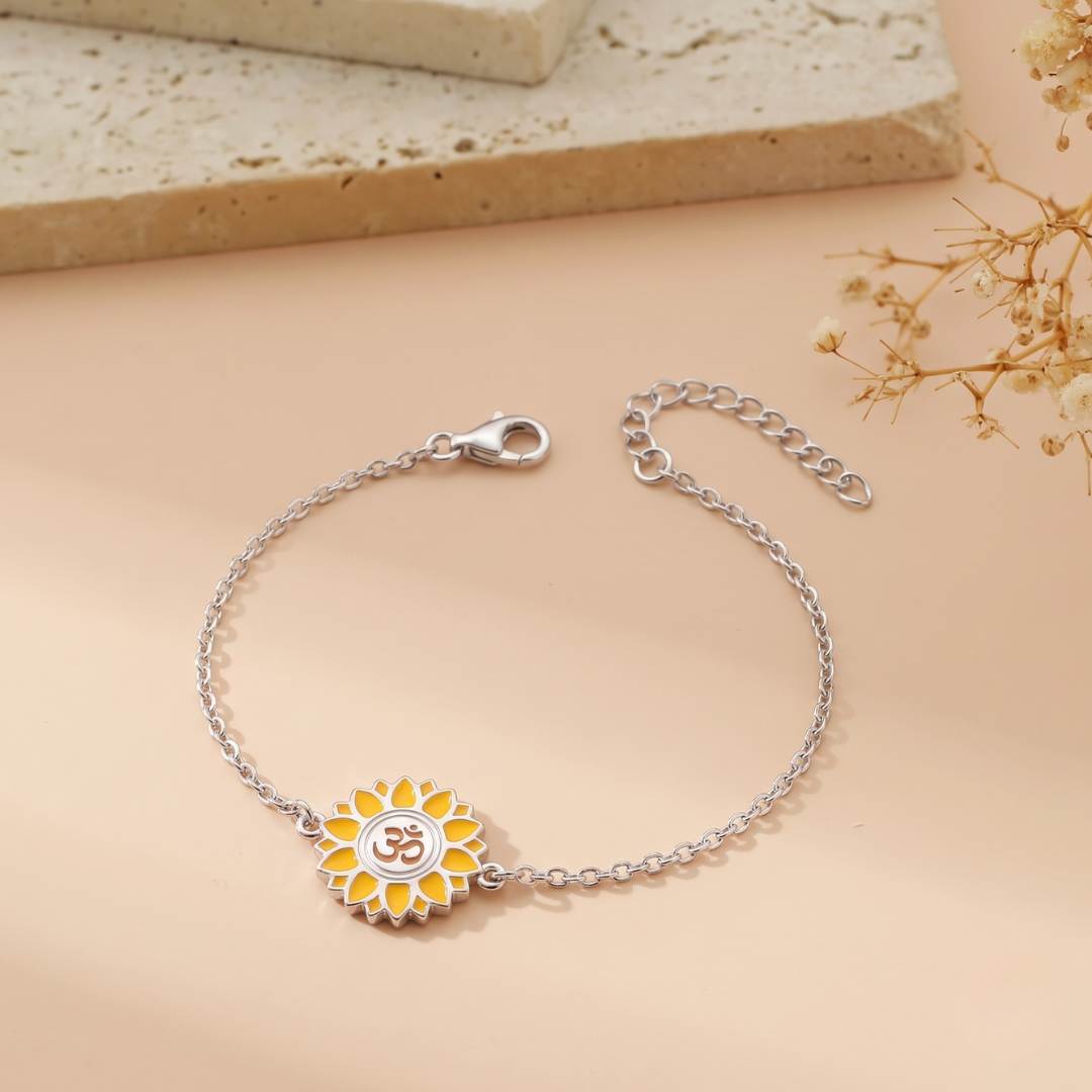 Blisse Allure Sterling Silver Sunflower Om Rakhi