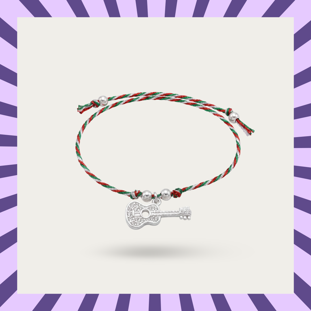 Blisse Allure 925 Sterling Silver cz Guitar Rakhi