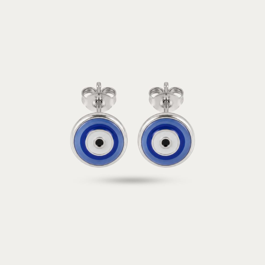 Blisseallure 925 Sterling Silver Blue Evil Eye Stud Earrings for Women & Men