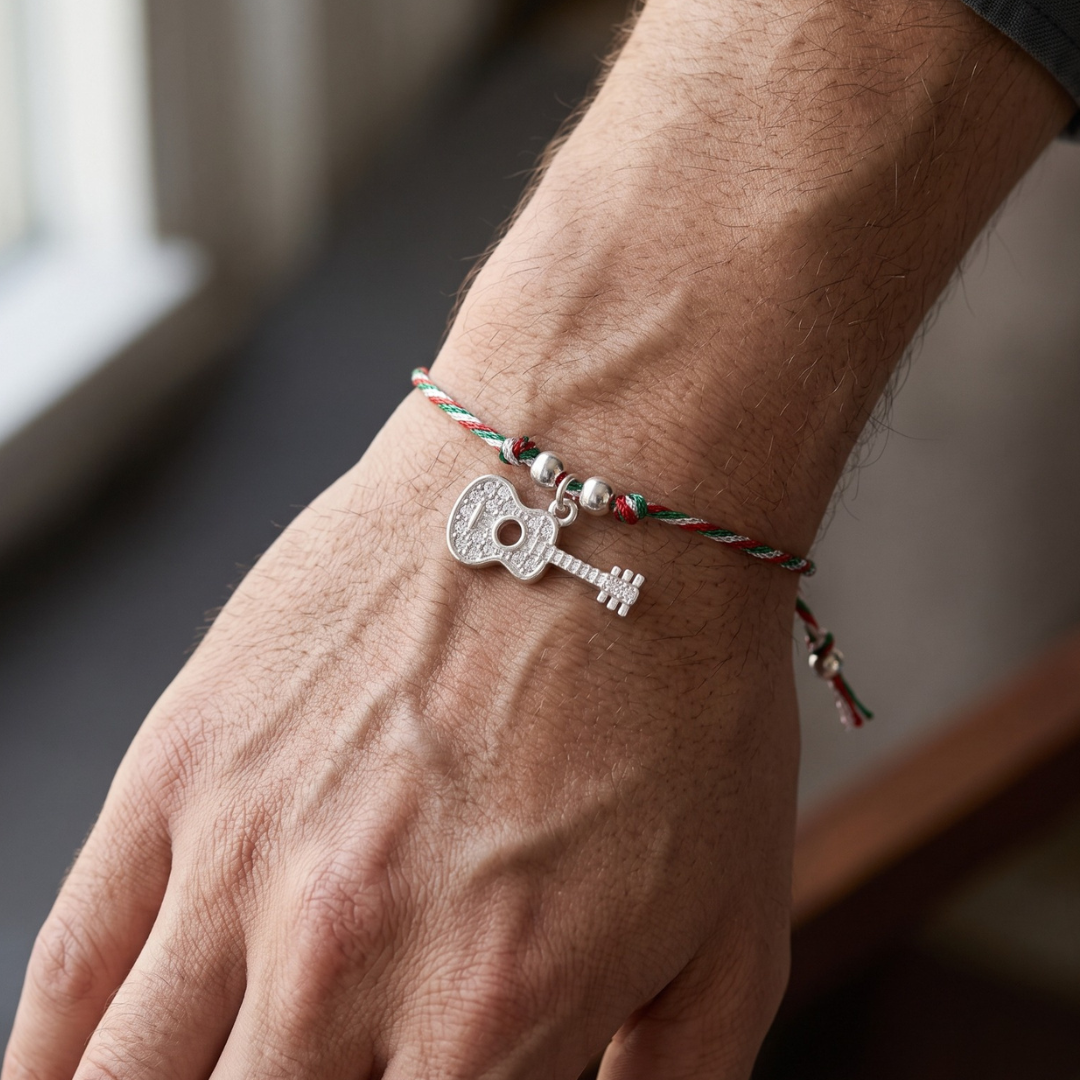 Blisse Allure 925 Sterling Silver cz Guitar Rakhi