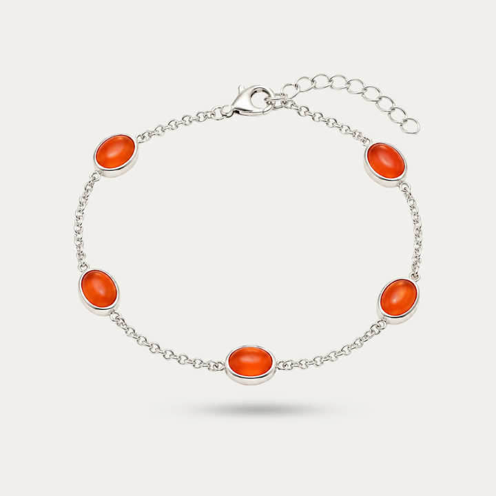 Blisse allure 925 Sterling silver Vintage Gemstone Bezel-Set Silver Chain Bracelet