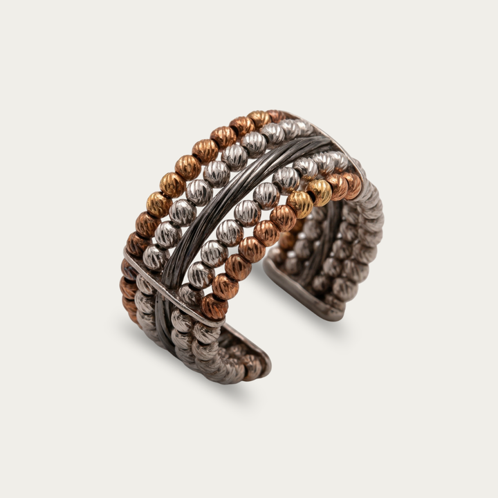 Blisse Allure 925 Sterling Silver Three Tone Finger Ring Band