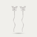 Blisseallure 925 Sterling Silver Butterfly Wavy Wave Drop Earrings for Women