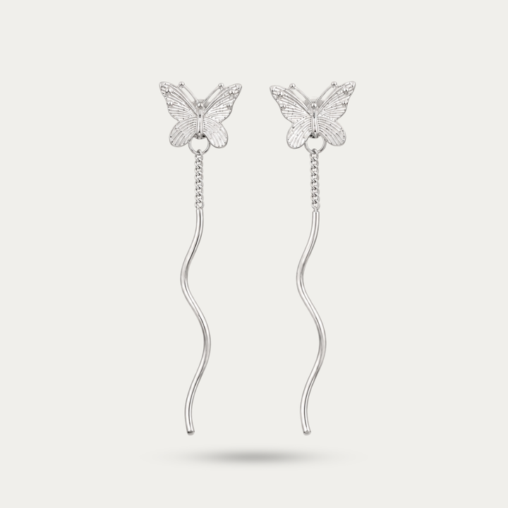 Blisseallure 925 Sterling Silver Butterfly Wavy Wave Drop Earrings for Women