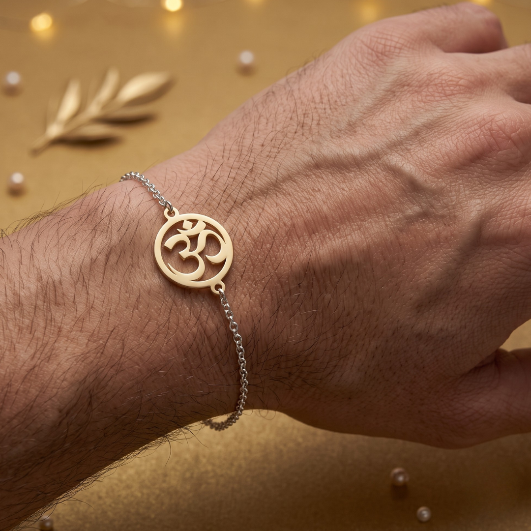 Blisse Allure 925 Sterling Silver Sacred Om Chain Rakhi