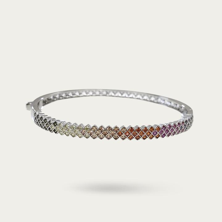 Blisse Allure Sterling Waffle Designed Oval shaped Bangle