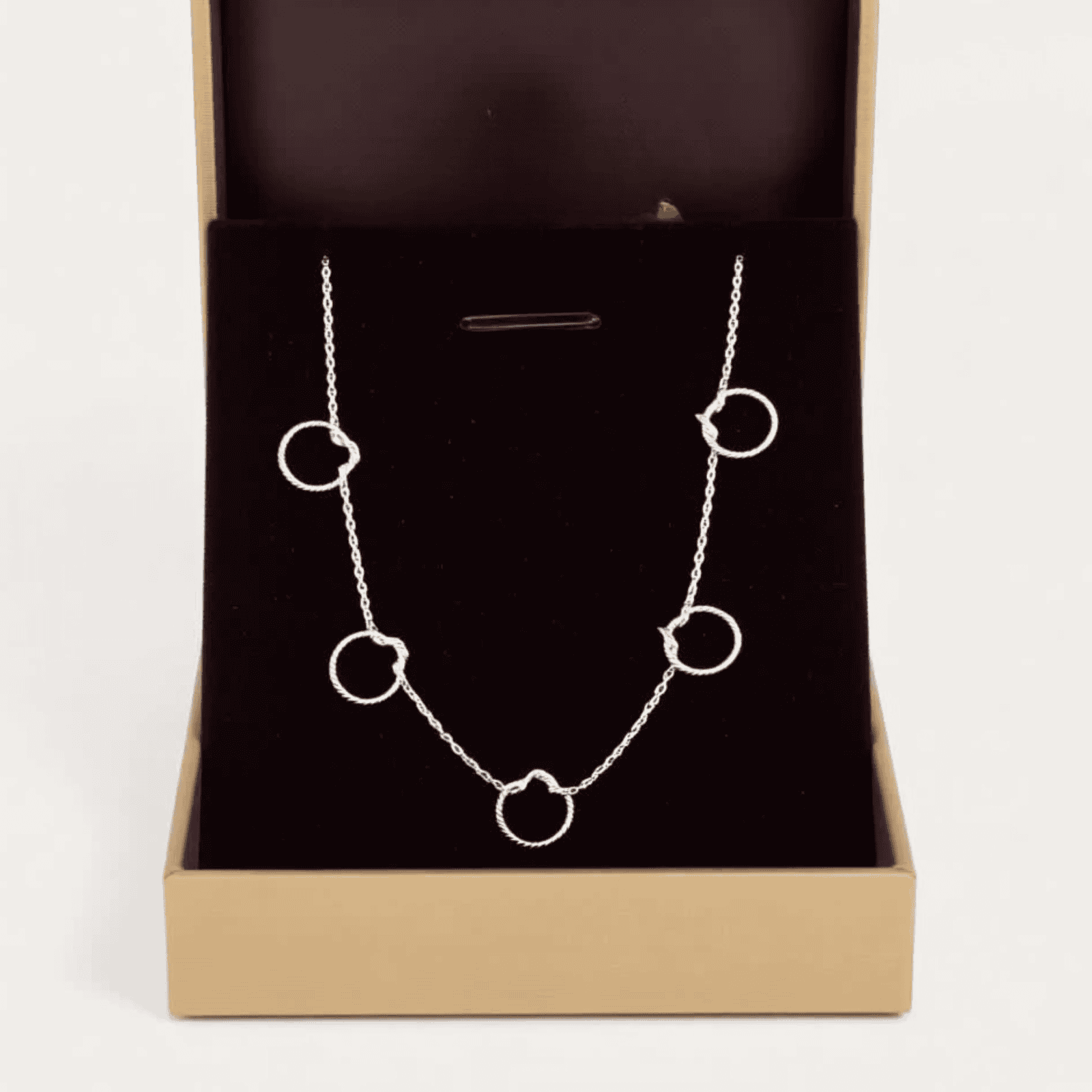 Necklace with 5 circular charms