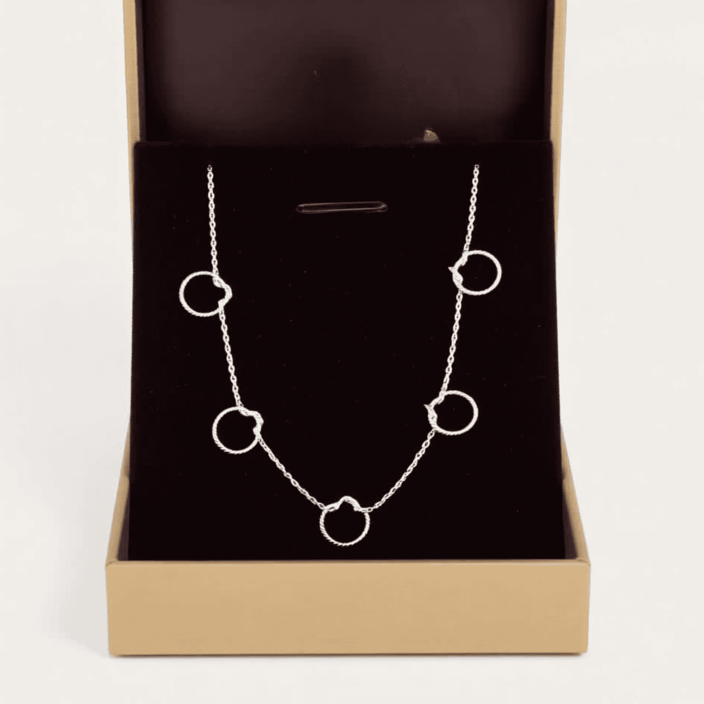 Necklace with 5 circular charms