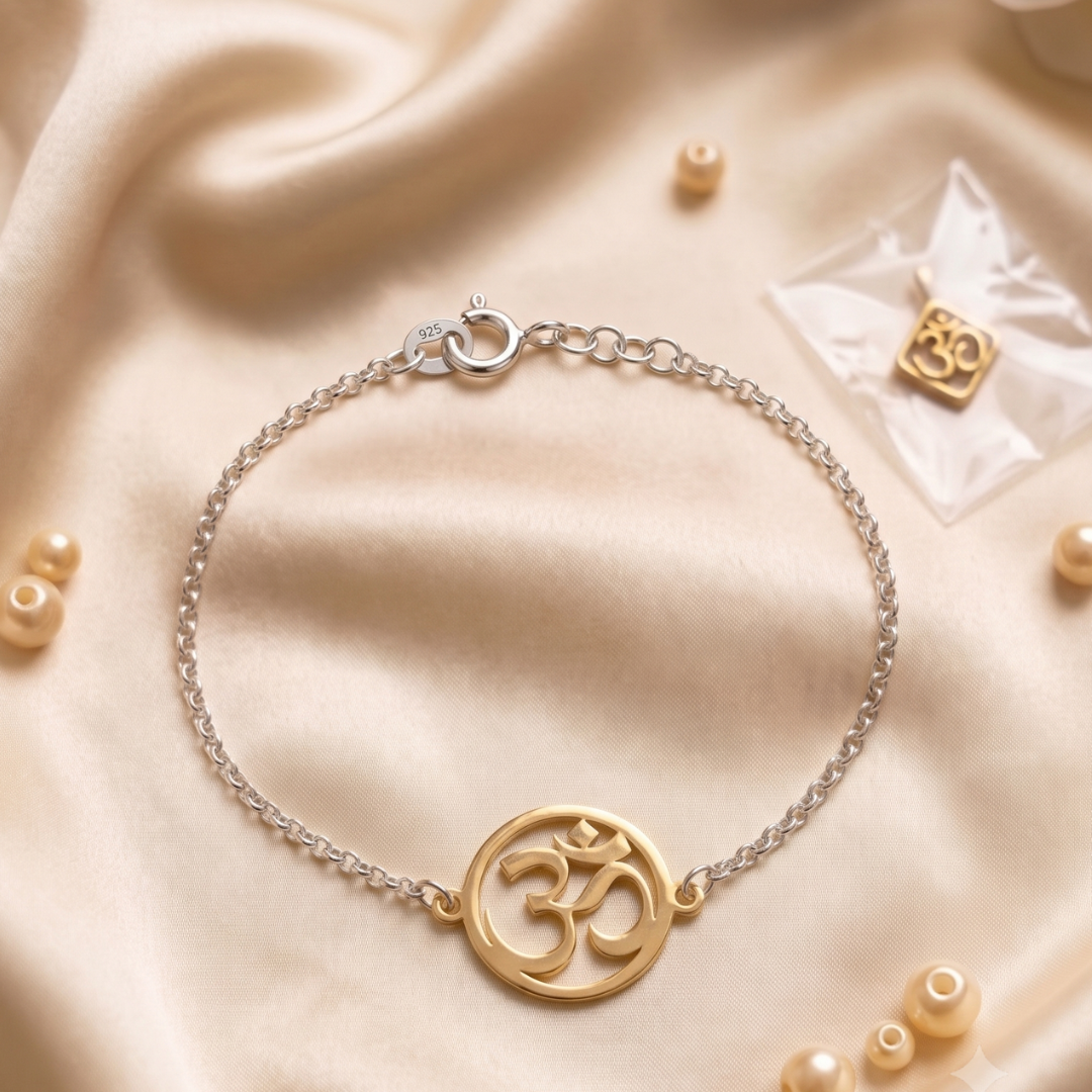 Blisse Allure 925 Sterling Silver Sacred Om Chain Rakhi