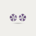 Blisseallure 925 Sterling Silver Purple & Clear CZ Floral Starburst Stud Earrings