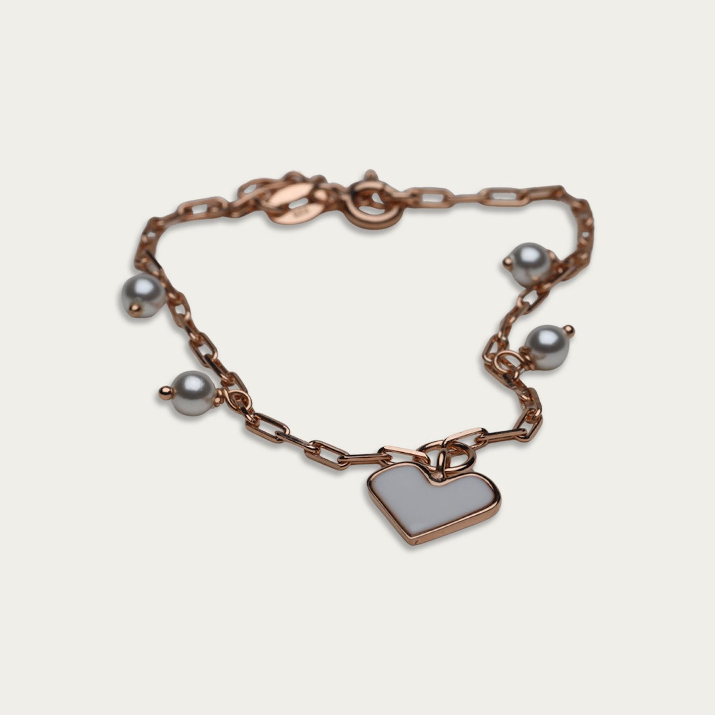 Bracelet with Heart shaped Charm and Pearl drops