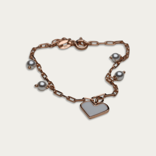 Bracelet with Heart shaped Charm and Pearl drops