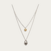 Necklace with heart shaped pendant and pearl drop