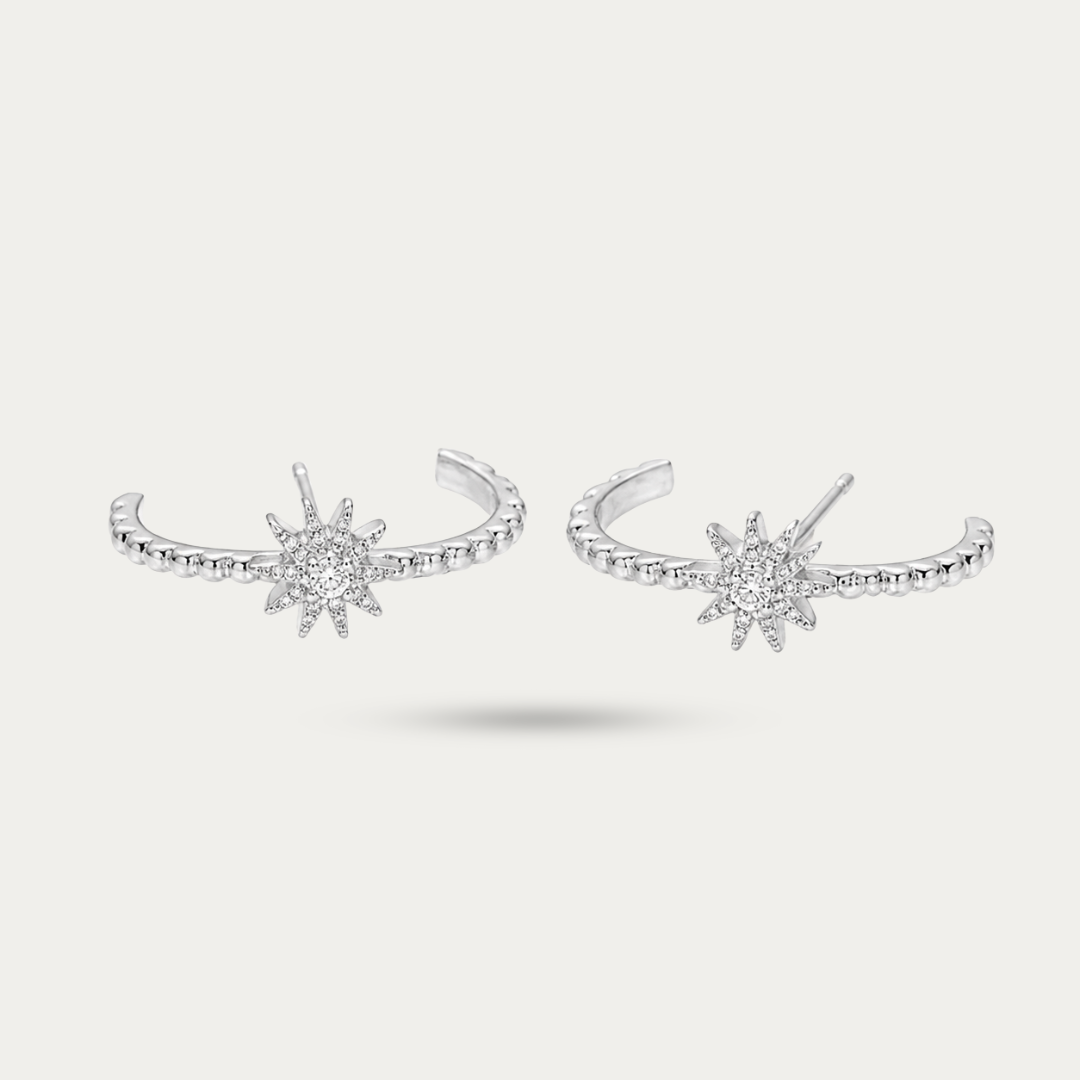 Blisseallure 925 Sterling Silver Starburst Beaded Ear Jacket Earrings for Women