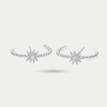 Blisseallure 925 Sterling Silver Starburst Beaded Ear Jacket Earrings for Women