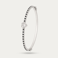 Blisse allure 925 Sterling Silver Heart Solitaire Bangle | Black & White CZ Pavé Kada Bracelet for Women
