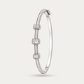 Blisse allure 925 Sterling silver Emerald-Cut Zirconia Textured Silver Cuff Bangle