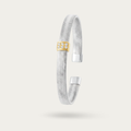 Blisse Allure Elegant Gold Woven Cuff Bracelet with Diamond Accent