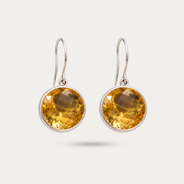 Blisse Allure 925 Silver Citrine Bezel-Set Drop Earrings