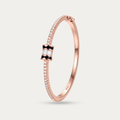 Blisseallure 925 Sterling Rose Gold Plated Sterling Silver Baguette CZ Station Bangle Bracelet