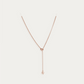 Rose Gold Heart Pearl Lariat Necklace