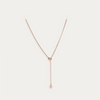 Rose Gold Heart Pearl Lariat Necklace