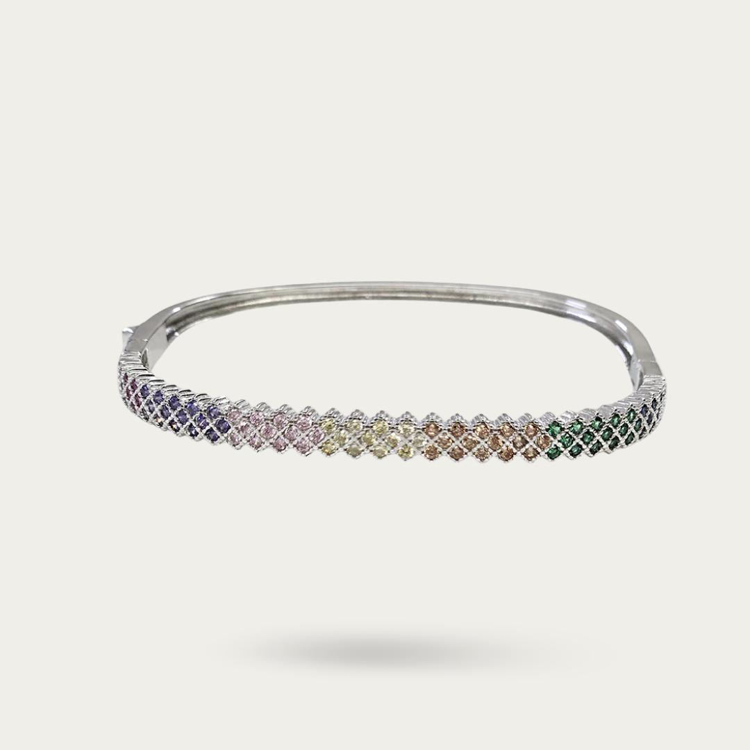 Blisse Allure Sterling Waffle Designed Rectangle shaped Bangle