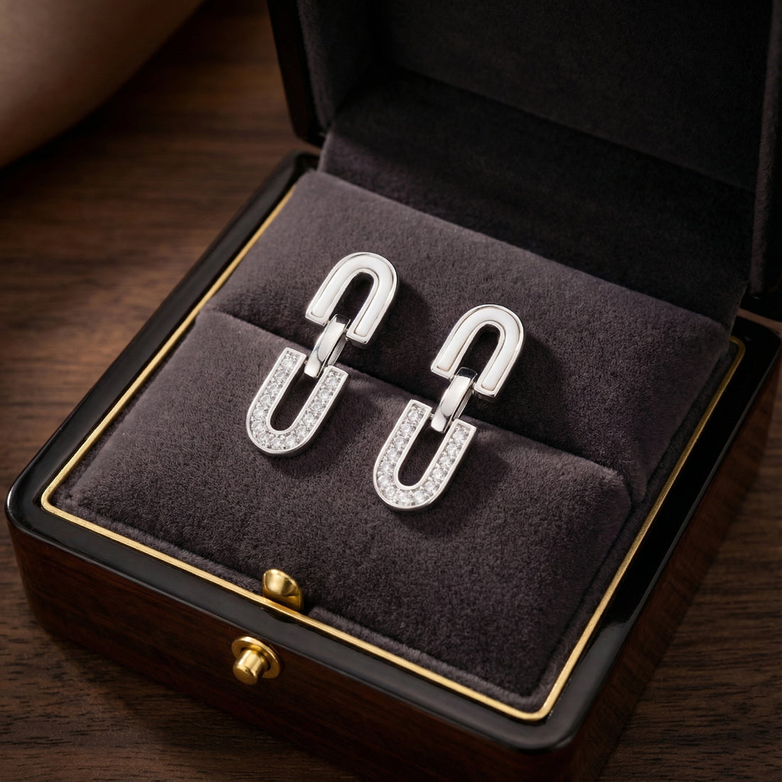 Blisse Allure Sterling Silver Rectangle Cable Link Drop Earrings