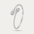 Blisseallure 925 Sterling Silver CZ Bypass Barrel Cuff Bangle Bracelet