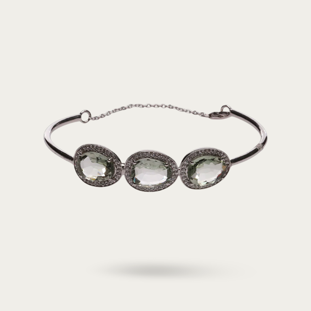 Blisse Allure Sea Green Amethyst Bracelet with white cubic zirconia