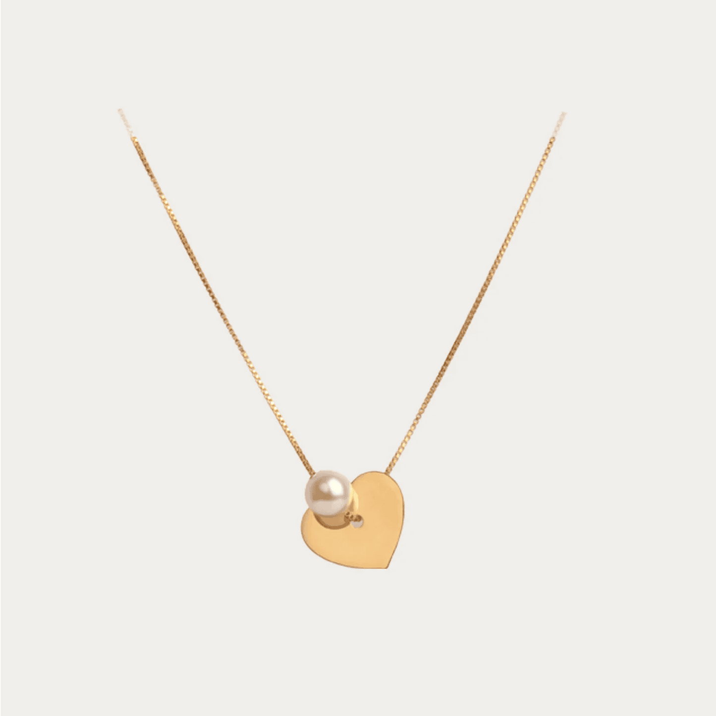 Dangling Heart of Gold with Pearl Drop Necklace