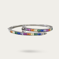 Blisse Allure Sterling Silver Rainbow Overlap Baguette cubic zirconia Bangle