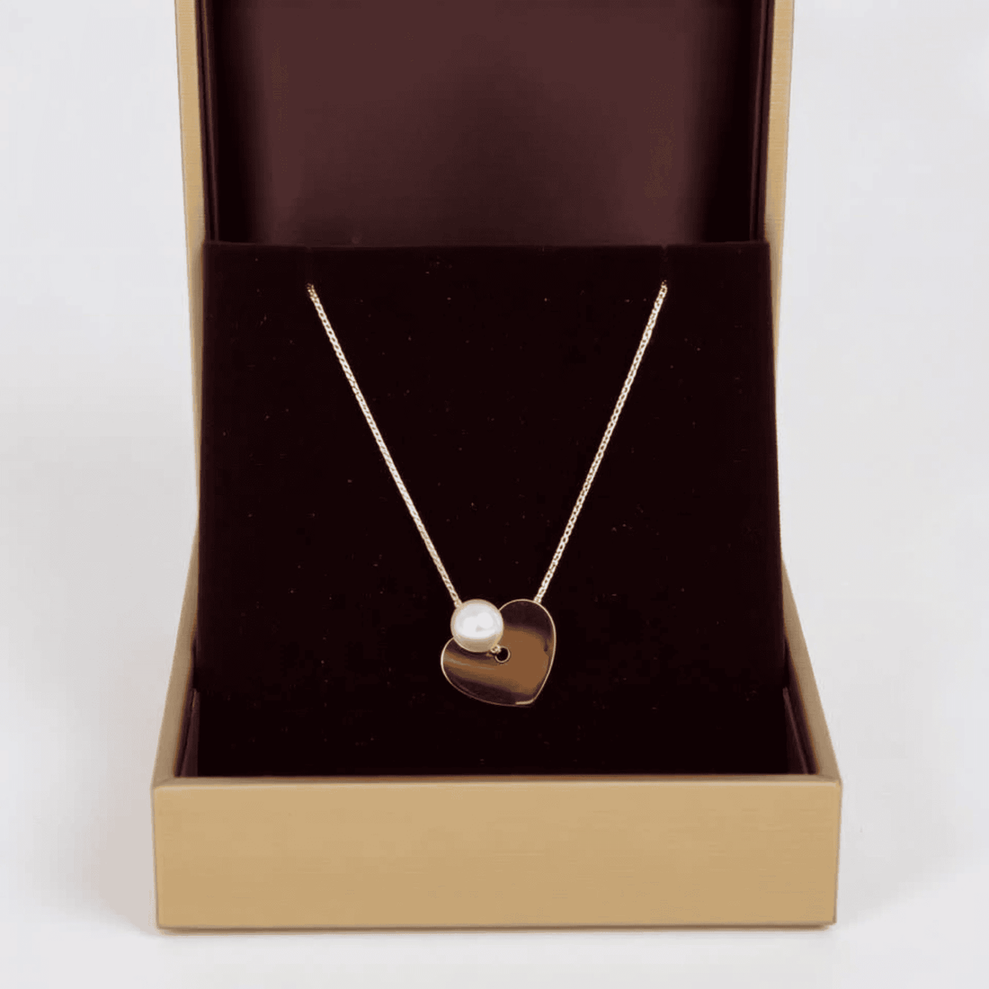 Dangling Heart of Gold with Pearl Drop Necklace
