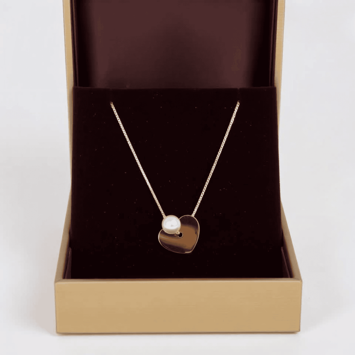 Dangling Heart of Gold with Pearl Drop Necklace