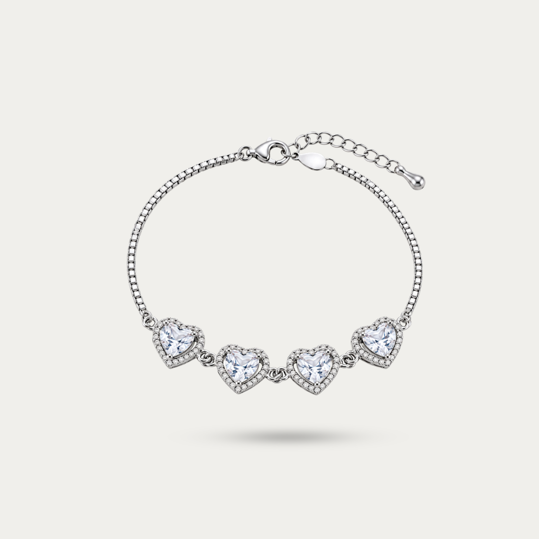 Blisse allure 925 Sterling Silver Heart Halo Emerald-Cut CZ Anklet