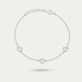 Blisse Allure 925 Silver Sparkling Heart Station Anklet Set