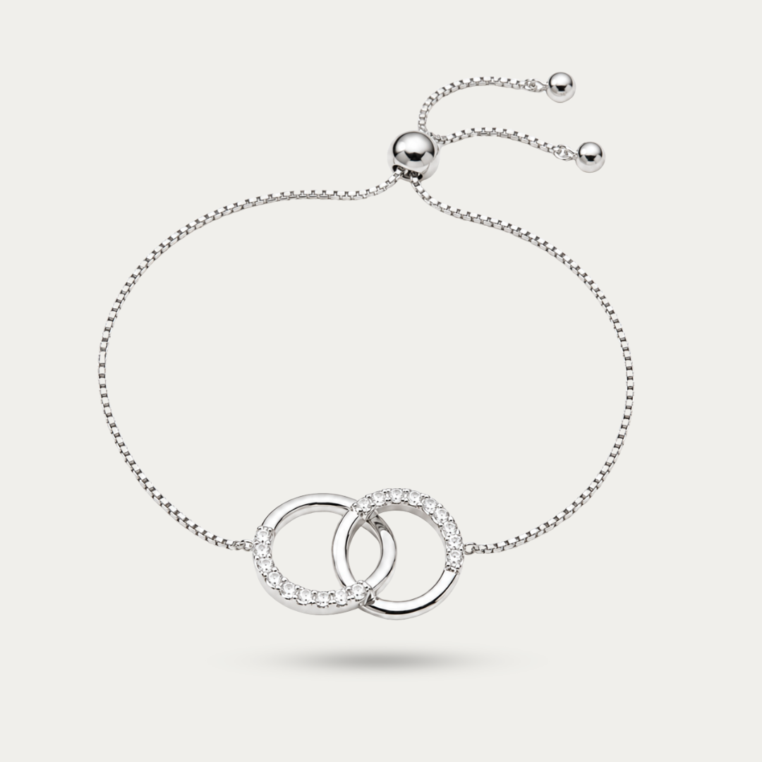 Blisse allure 925 Sterling Silver Interlocking Circle Adjustable Bracelet